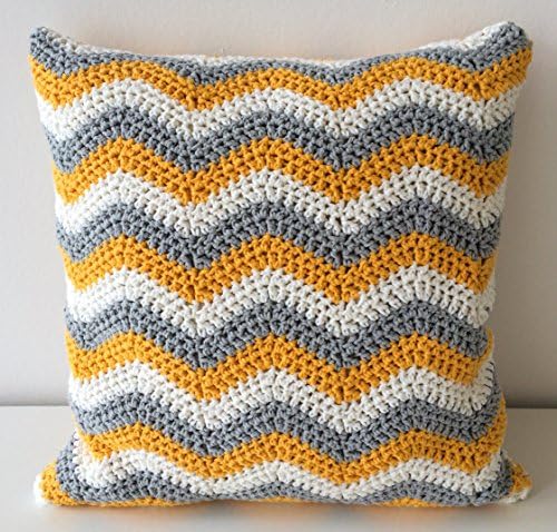 16x16 or 20x20 Crochet Chevron Throw Pillow Cover