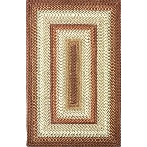 Braided Area Rug Cotton Fabric Cottage 8x10 Rust Ivory