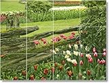 Flower Picture Back Splash Tile Mural F310. 12.75x17 inches using (12) 4.25x4.25 ceramic tiles.