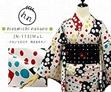 プレタ 袷 洗える着物　ナカノ ヒロミチ　N-113／白地：水玉 変わり色紙文様 (Mサイズ)