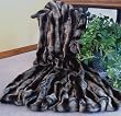 Ribbed Chinchilla Faux Fur Throw Blanket with Rich, Thick Black Velvet Velour Backing