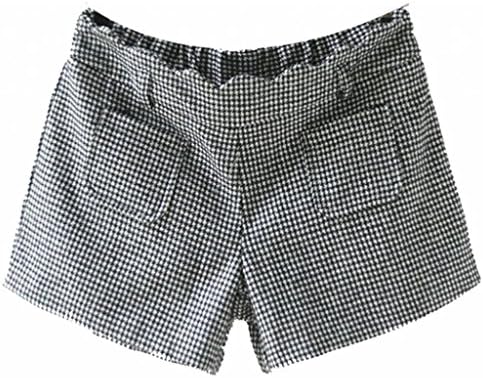 Women's Houndstooth Boot Cut Casual Woolen Shorts Plus Size