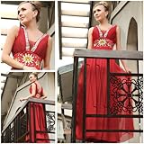 Amazing Low V Mesh Beaded Red Empire Style Evening Gown, Evening Dress, 38815 M