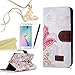 Mavis's Diary Galaxy S6 Edge Case Wallet Protective Flip Foilo Cover Deep Pink Butterfly Flowers PU Leather Card Slots for Samsung Galaxy S6 Edge & Bling Dust Plug & HD Screen Protector & Stylus