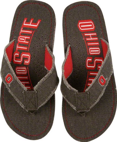 Ohio State Buckeyes Brown Frayed Thick Strap Flip Flops