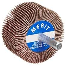 Merit Super Finish Mandrel Mounted Mini Grind-O-Flex Abrasive Flap Wheel, Round Shank, Ceramic Aluminum Oxide