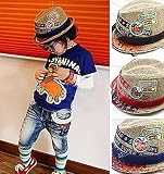 D'kotte 2014 春 夏 トレンド 帽子 ハット キッズ 子供 兄弟 中折れ ストロー 麦わら 男の子 (赤、フリーサイズ)
