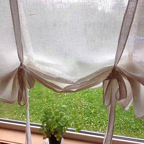 Window blind, linen window shade, tie up blind Scandinavian style, natural white