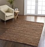 Homescapes Madras Leather Hemp Rug – Brown – 4 x 6 ft