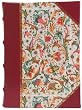 Burgundy Florentino Journal, Antiqued Genuine Leather Spine and Corners, Florentine Paper, 18K Gold Designs, Gold Edge Lined Sheets, 5x7"