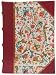 Burgundy Florentino Journal, Antiqued Genuine Leather Spine and Corners, Florentine Paper, 18K Gold Designs, Gold Edge Lined Sheets, 5x7"