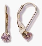 October 14 Karat Yellow Gold 4mm Tourmaline Leverback Gem Earrings