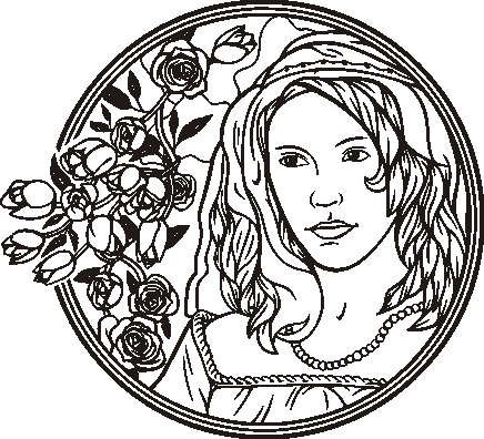 Imagen 1 de Etiqueta de la pared d32 sonriente niña con rosas 40x36 cm