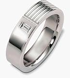 6.5mm 14 Karat White Gold Diamond & Multi Texture Wedding Band Ring