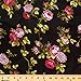 Floral Rose Poly Cotton 60 Inch (Black)
