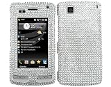 Bling Rhinestone Faceplate Diamond White Clear Crystal Hard Skin Case Cover Silver for LG Incite CT810