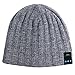 Mydeal Rechargeable Bluetooth Beanie Warm Soft Double Knitted Trendy Short Skully Hat Cap W/ Wireless Headphone Headset Earphone Speakerphone Mic for Sports Skating Hiking Camping Christmas Gift- Gray