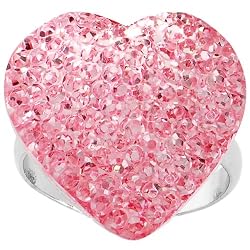 Light Pink Sparkler Heart Adjustable Ring