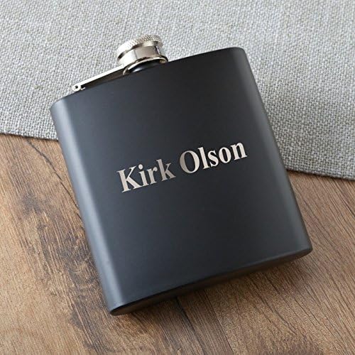 Engraved Matte Black Liquor Flask - Perfect for Sports Games or as a Gift - Made of Stainless Steel - Liquor Flask Includes Free Personalization - 6 oz