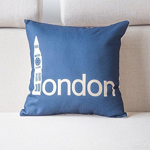 Miss Mango Cotton Linen Decorative Pillowcase Throw Pillow Cushion Cover Big Ben Design Square 18"