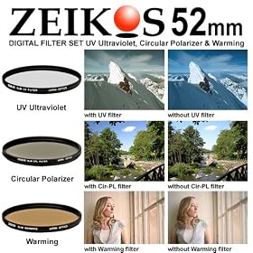Zeikos 52mm 3-Piece Ultra Slim Pro Glass Filter Set (UV Ultraviolet, Circular Polarizing &... by 