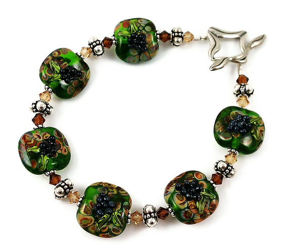 Wine Country Lampwork Crystal and Sterling Silver Bracelet