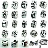 Ten (10) Antique Silver Clip Lock Beads + 10 Rubber Stopper O-rings. (Styles You Will Receive Are Shown in Picture Random 10 Clips Mix) Fits Pandora Troll Chamilia Kay's Zable