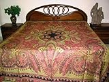 Home Decorative- Carnation Pink Cream Woolen Jamavar Pashmina Reversible Be ....