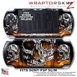 Chrome Skulls on Fire WraptorSkinz Skin and Screen Protector Kit fits Sony PSP Slim