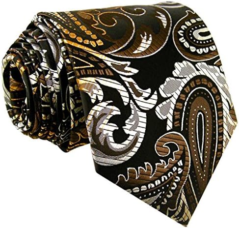 Shlax&Wing Paisley Brown Black Gold Mens Neckties Tie 100% Silk