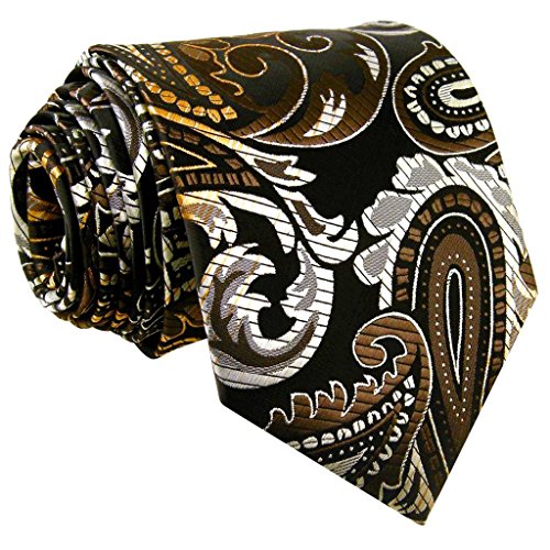 Shlax&Wing Paisley Brown Black Gold Mens Neckties Tie 100% Silk