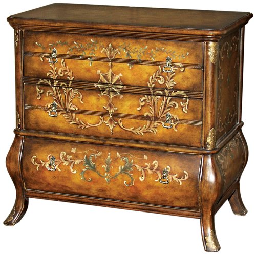 Hand-Painted Three-Drawer Bombe Chest