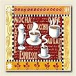 AbsorbaStone Coaster set~ Coffee Group ~ 4 Tile Drink Coasters ~ code 701