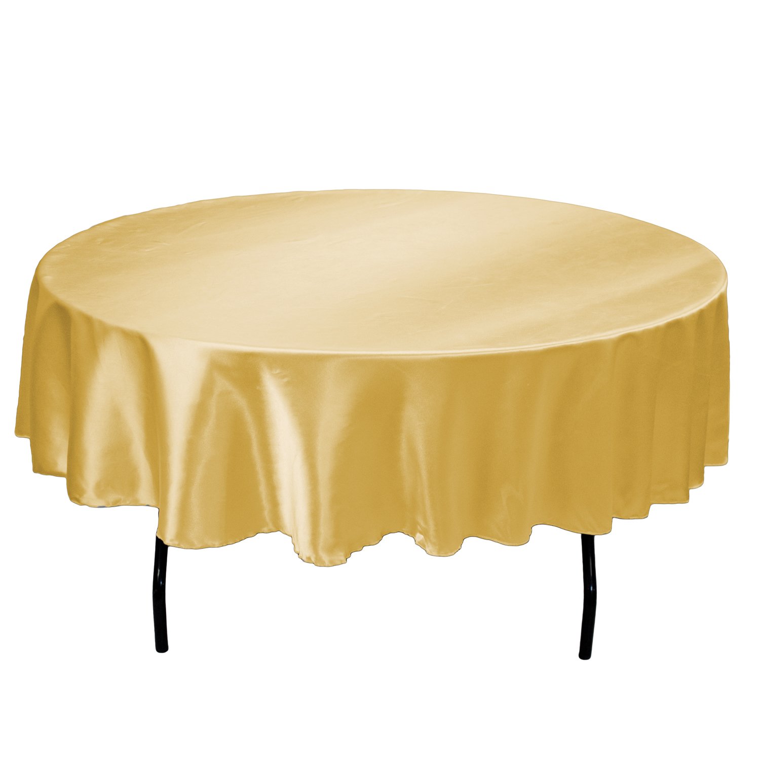 LinenTablecloth 90Inch Satin Tablecloth, Round, Gold , New, Free