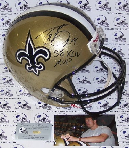 Creative Sports AFSRNS-BREES-MVP Drew Brees Hand Signed New Orleans Saints Full Size Helmet