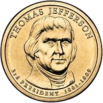 2007 Thomas Jefferson Presidential $1 Coin - 3rd President, 1801-1809