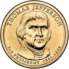 2007 Thomas Jefferson Presidential $1 Coin - 3rd President, 1801-1809