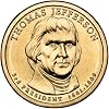 2007 Thomas Jefferson Presidential $1 Coin - 3rd President, 1801-1809