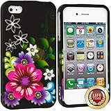 myLife (TM) Modern Colorful Flowers Series (2 Piece Snap On) Hardshell Plates Case for the iPhone 4/4S (4G) 4th Generation Touch Phone (Clip Fitted Front and Back Solid Cover Case + Rubberized Tough Armor Skin + Lifetime Warranty + Sealed Inside myLife Authorized Packaging) 