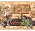 Tuscan Wine Bottles Grape Wallpaper Border