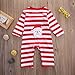 Baby Boys Girls Christmas Long Sleeve Red White Striped Snowman Romper