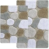 Chesapeake 2-Piece Pebbles 21-Inch by 34-Inch and 24-Inch by 40-Inch Bath Rug Set, Spa