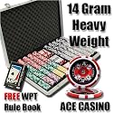 1000 Ace Casino Poker Chip Set with Free WPT Rule Book. 14 Gram Heavy Weighted Poker Chips.
