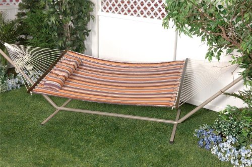 Bliss Hammocks Euro Quilted Hammock - Brown/Orange/White Stripe