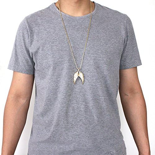 CSG Micro Pave Angel Wing Pendant Charm Golden Plated CZ Silver MoonCut Ball