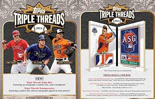 2014 Topps Collector's Trading Cards: TRIPLE THREADS Baseball HOBBY Box - 2 packs with 7 cards each!