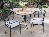 5pc Outdoor Dining Set with Terra Cotta Tile Top in Black Finish