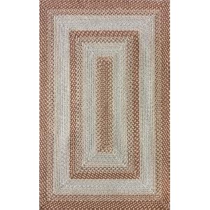 Braided Area Rug Cotton Fabric Cottage 8x10 Brown Blue