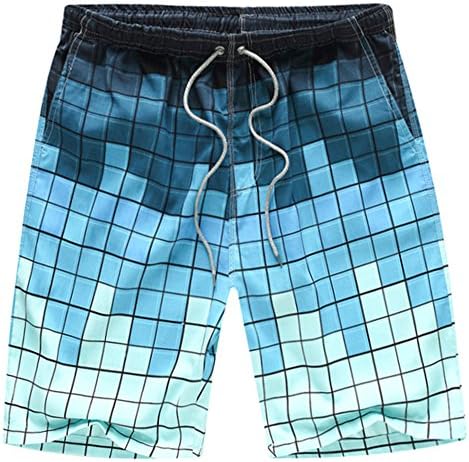 Men's Summer Fancy Stripe Printed Casual Glide Swim Trunks Board Beach Shorts