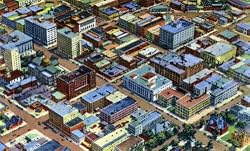 Aerial View of Downtown South Bend, Indiana - Fine-Art Gicl??e Photographic Print - 8"x10" Enlargement from a Classic Vintage Postcard